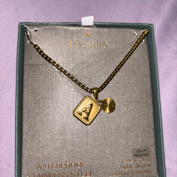 Letter A Gold Stainless Steel Necklace - Picture 2 of 2